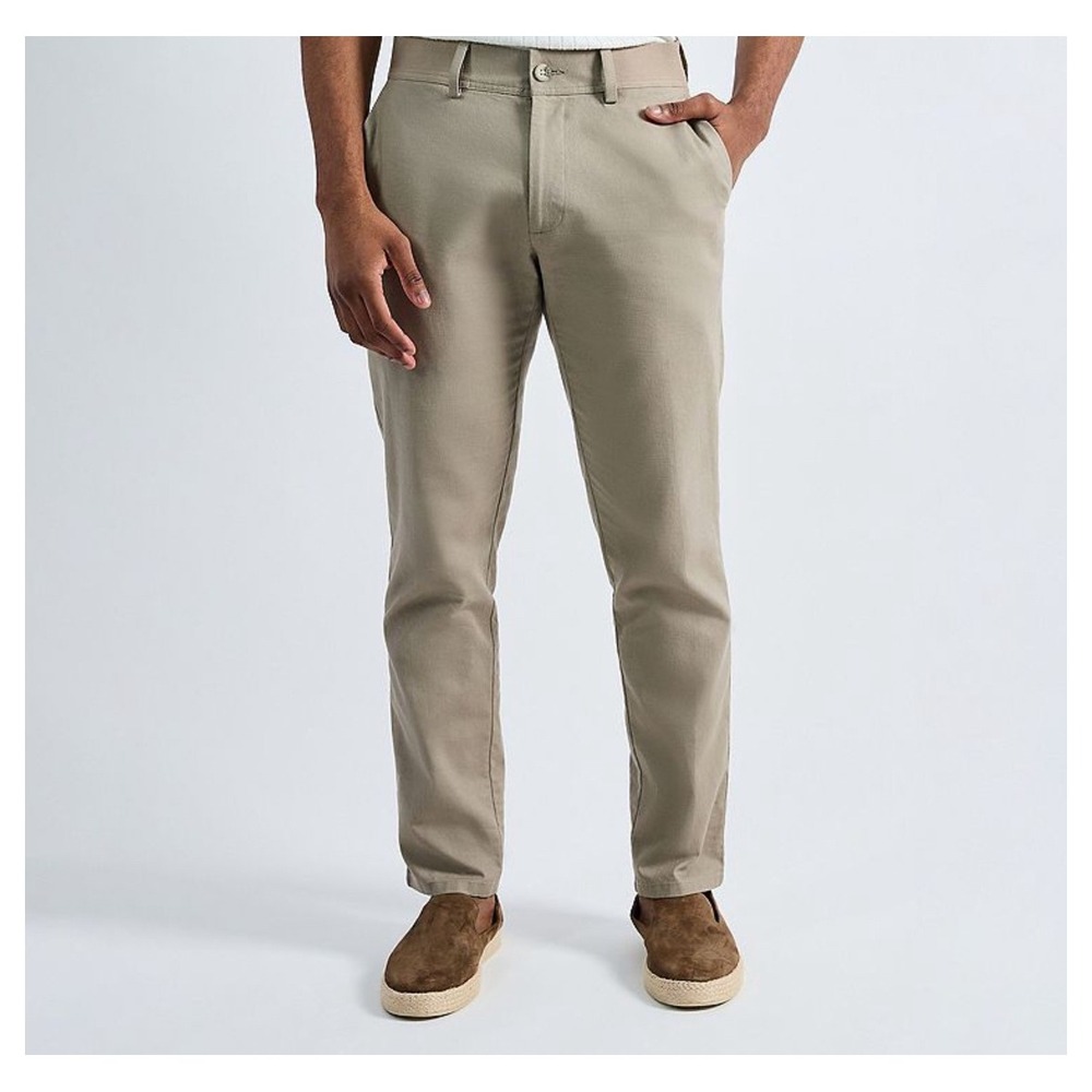 Haggar Comfort Luxe Pants Men 38(36)x30 Tan Straight Linen Blend Active Flex NEW
